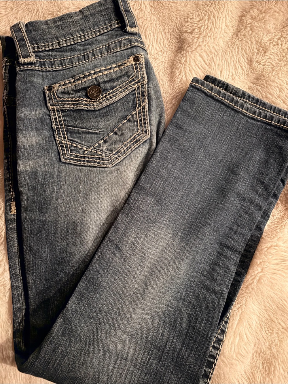 BKE Women's Medium Wash Gray-Blue Skinny Jeans